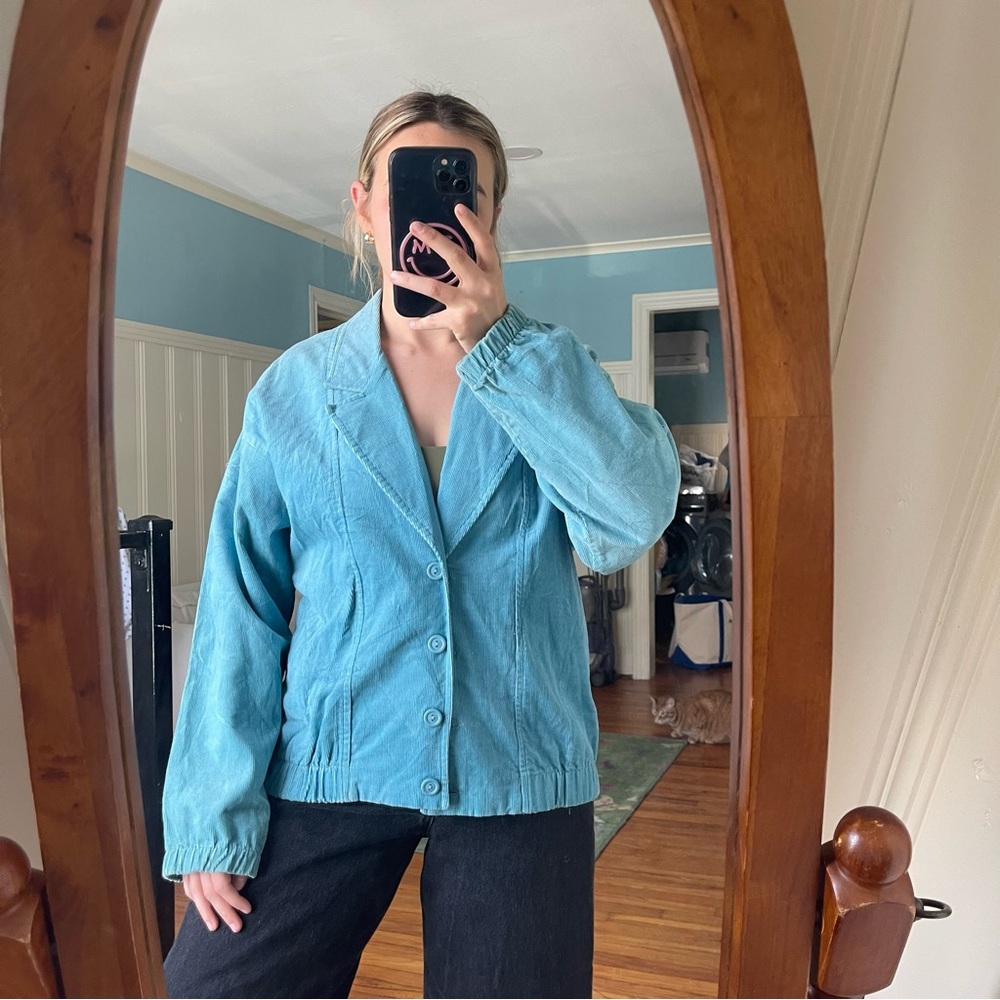 Blair Turquoise Button-Front Jean Jacket